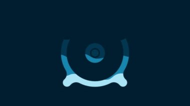 White Car audio speaker icon isolated on blue background. 4K Video motion graphic animation.