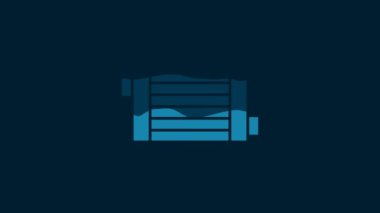 White Car radiator cooling system icon isolated on blue background. 4K Video motion graphic animation.