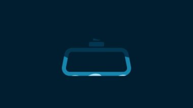 White Car mirror icon isolated on blue background. 4K Video motion graphic animation.
