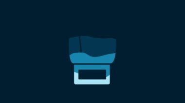 White Boxing glove icon isolated on blue background. 4K Video motion graphic animation.