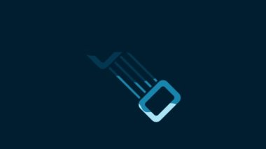 White Chest expander icon isolated on blue background. 4K Video motion graphic animation.