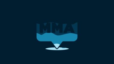 White Fight club MMA icon isolated on blue background. Mixed martial arts. 4K Video motion graphic animation.
