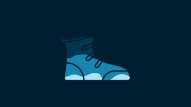 White Sport boxing shoes icon isolated on blue background. Wrestling shoes. 4K Video motion graphic animation.