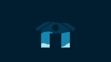 White House icon isolated on blue background. Home symbol. 4K Video motion graphic animation.