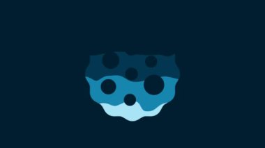White Cookie or biscuit with chocolate icon isolated on blue background. 4K Video motion graphic animation.