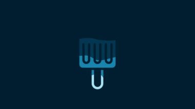 White Ice cream on stick icon isolated on blue background. Sweet symbol. 4K Video motion graphic animation.