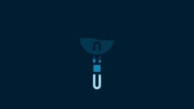 White Lollipop icon isolated on blue background. Food, delicious symbol. 4K Video motion graphic animation.