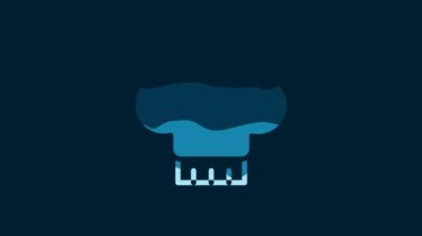 White Chef hat icon isolated on blue background. Cooking symbol. Cooks hat. 4K Video motion graphic animation.