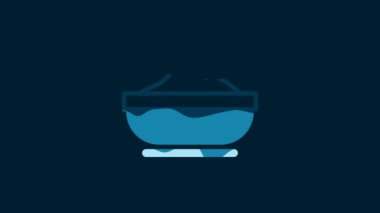 White Flour bowl icon isolated on blue background. Baking Ingredients. Healthy organic food. Kitchen utensils cup. Dough cooking. 4K Video motion graphic animation.
