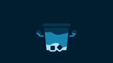 White Ice bucket icon isolated on blue background. 4K Video motion graphic animation.