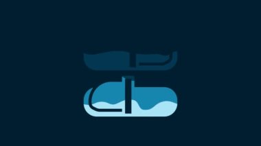 White Sauna slippers icon isolated on blue background. 4K Video motion graphic animation.