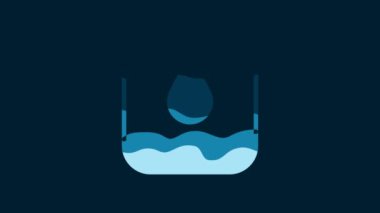 White Water drop icon isolated on blue background. 4K Video motion graphic animation.