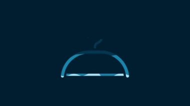 White Hanger wardrobe icon isolated on blue background. Cloakroom icon. Clothes service symbol. Laundry hanger sign. 4K Video motion graphic animation.