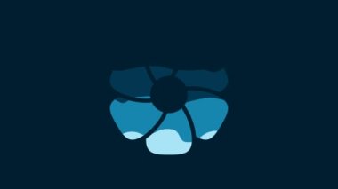 White Flower icon isolated on blue background. 4K Video motion graphic animation.
