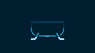 White Bathtub icon isolated on blue background. 4K Video motion graphic animation.