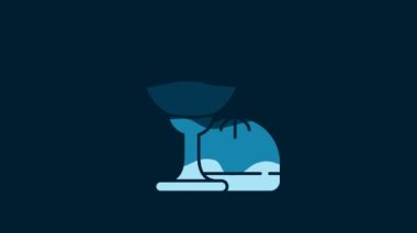 White Holy grail or chalice icon isolated on blue background. Christian chalice. Christianity icon. 4K Video motion graphic animation.