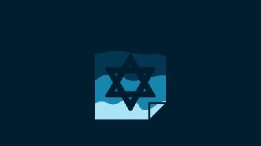 White Jewish calendar with star of david icon isolated on blue background. Hanukkah calendar day. 4K Video motion graphic animation.