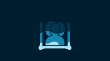 White Christian icon isolated on blue background. 4K Video motion graphic animation.