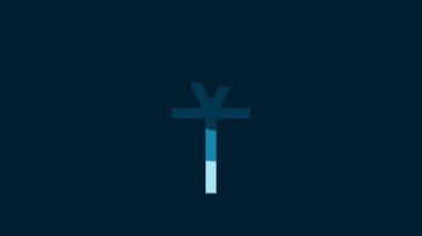 White Cross ankh icon isolated on blue background. 4K Video motion graphic animation.