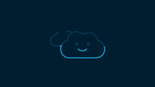 White Cloud Icon Isolated Blue Background Video Motion Graphic Animation — Vídeo de stock