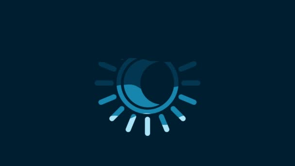 White Eclipse Sun Icon Isolated Blue Background Total Sonar Eclipse — Wideo stockowe