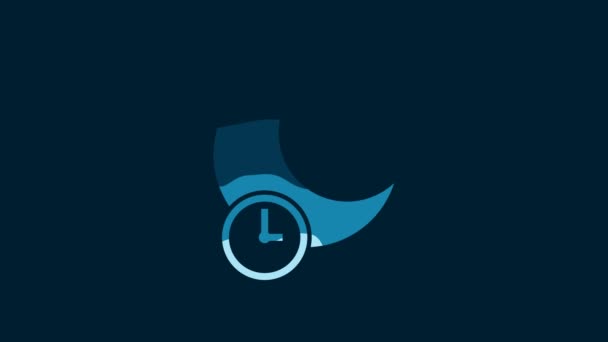 White Sleeping Moon Icon Isolated Blue Background Video Motion Graphic — Vídeos de Stock
