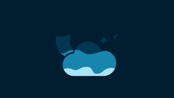 White Cloud Moon Stars Icon Isolated Blue Background Cloudy Night — Video Stock
