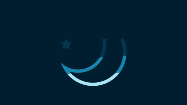 White Moon Stars Icon Isolated Blue Background Video Motion Graphic — Video Stock