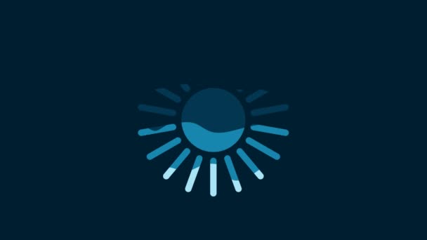 White Sun Icon Isolated Blue Background Video Motion Graphic Animation — Video