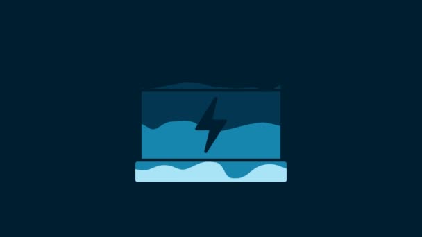 White Car Battery Icon Isolated Blue Background Accumulator Battery Energy — Vídeo de stock