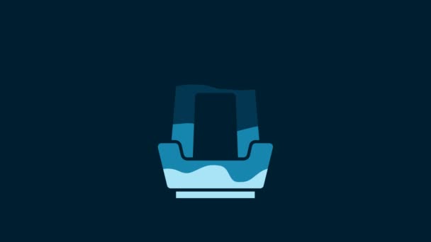 White Car Seat Icon Isolated Blue Background Car Armchair Video — Wideo stockowe