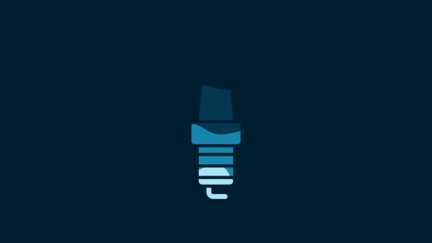 White Car Spark Plug Icon Isolated Blue Background Car Electric — Vídeo de Stock