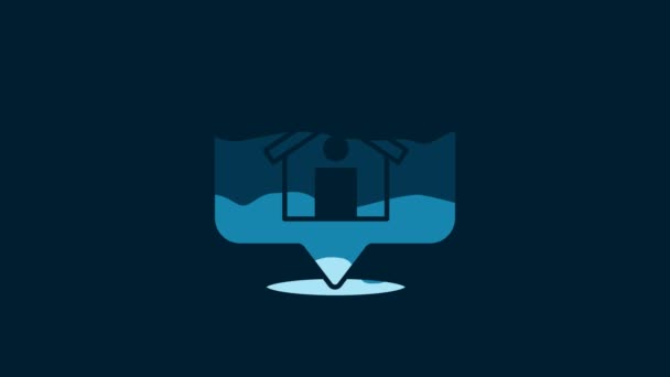 Білий Картний Вказівник Іконкою Будинку Ізольовано Синьому Фоні Символ Позначки — стокове відео