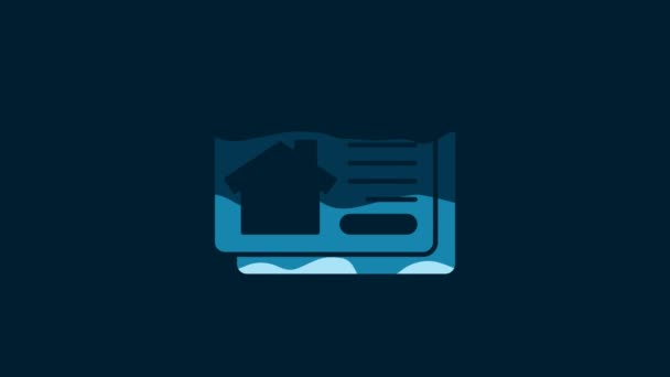 White Online Real Estate House Browser Icon Isolated Blue Background — Stok Video