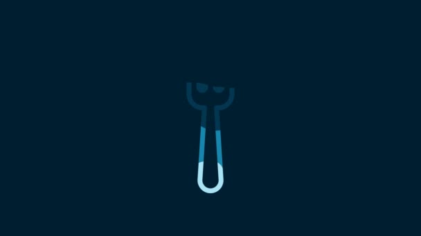 White Sausage Fork Icon Isolated Blue Background Grilled Sausage Aroma — Video