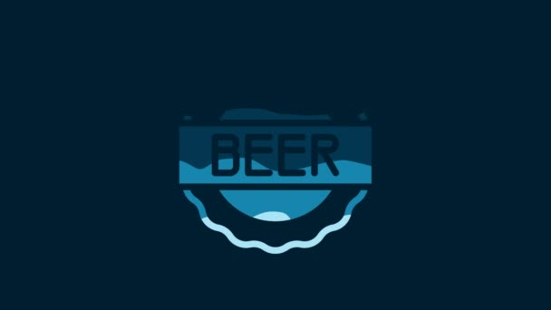 White Bottle Cap Inscription Beer Icon Isolated Blue Background Video — Wideo stockowe