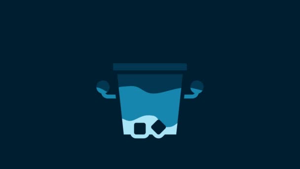 White Ice Bucket Icon Isolated Blue Background Video Motion Graphic — Stockvideo
