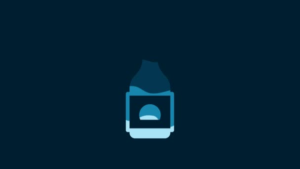 White Beer Bottle Icon Isolated Blue Background Video Motion Graphic — 비디오
