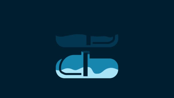 White Sauna Slippers Icon Isolated Blue Background Video Motion Graphic — Wideo stockowe