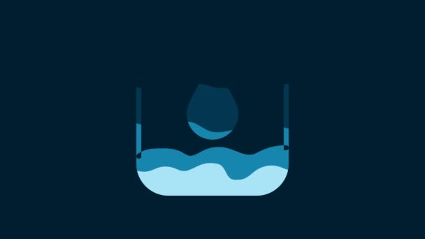 White Water Drop Icon Isolated Blue Background Video Motion Graphic — Stock video
