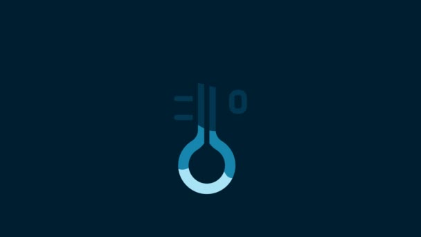 白色桑拿温度计图标隔离在蓝色背景 桑拿浴设备 4K视频运动图形动画 — 图库视频影像