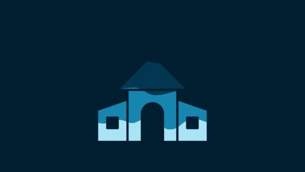 White Church Building Icon Isolated Blue Background Christian Church Religion — Vídeo de Stock