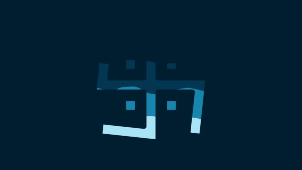 在蓝色背景上孤立的白色印度教象形文字象征 4K视频运动图形动画 — 图库视频影像