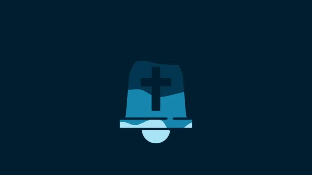 White Church Bell Icon Isolated Blue Background Alarm Symbol Service — Stok video