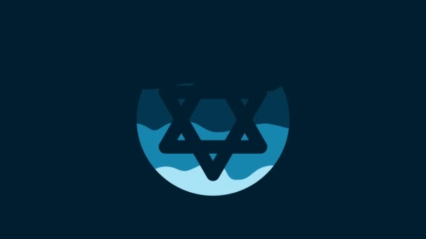 White Star David Icon Isolated Blue Background Jewish Religion Symbol — Stockvideo