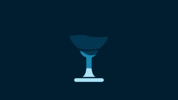 白い聖杯または青い背景に隔離された氷のアイコン クリスチャン シャリス キリスト教のアイコン 4Kビデオモーショングラフィックアニメーション — ストック動画