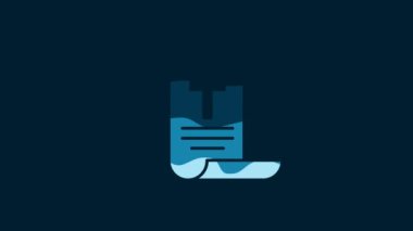 White Decree, paper, parchment, scroll icon icon isolated on blue background. Chinese scroll. 4K Video motion graphic animation.