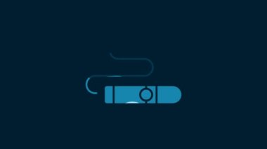 White Cigar icon isolated on blue background. 4K Video motion graphic animation.
