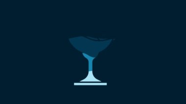 White Margarita cocktail glass with lime icon isolated on blue background. 4K Video motion graphic animation.