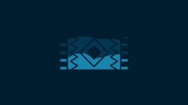 White Mexican carpet icon isolated on blue background. 4K Video motion graphic animation.